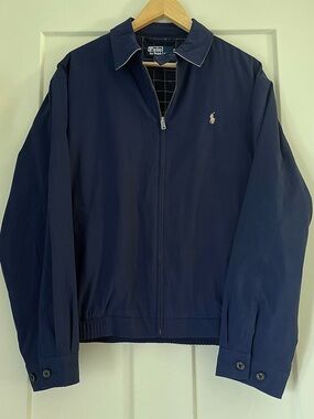 Ralph Lauren Navy Zip-Front Harrington with Pony Logo size medium